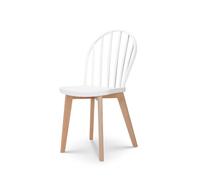 Kosmi Chaise de Salle à Manger EMY Blanche avec Pieds en Bois