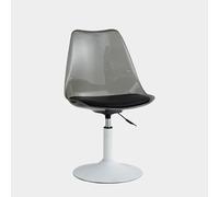 Chaise de salle à manger en acrylique transparent, dos pivotant en forme de tulipe, hauteur réglable à 360°, design sans accoudoirs, avec dossier en polypropylène et coussin en polyuréthane, base