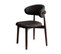 Chaise de salle à manger en bois massif avec siège en cuir synthétique - Chaise d'appoint de cuisine moderne sans accoudoirs pour salle à manger - Robuste et confortable avec dossier - 1 pièce