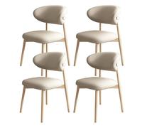 Chaise de Salle À Manger En Bois Massif Lot de 4 Chaises de Salle À Manger Dossier En Cuir PU Pieds En Bois Grande Capacité de Charge Convient for Le Restaurant Le Salon L'hôtel(Log+light khaki,Set of