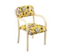 Chaise de salle à manger en bois massif moderne avec armes Soupchance du salon accent de dossier rembourré pour cuisine Cafe de bureau de salon - charge maximale 150kg de conception florale FANDIAO
