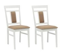 Chaise de salle à manger en bois massif - vidaXL - Blanc et Marron - 36x44,5x91,5 cm - Hévéa massif
