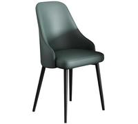 Chaise de salle à manger en cuir synthétique du milieu du siècle avec pieds en métal - Accent vert élégant pour la maison, la cuisine, le restaurant, le café - Meubles modernes pour décoration de