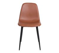 Chaise de salle à manger en cuir synthétique marron avec pieds noirs House Nordic
