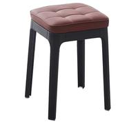 Chaise De Salle A Manger en Plastique Tabouret De Coiffeuse en Cuir Chaises D'école Empilables sans Dossier avec Coussin Rembourré Chaise De Cuisine Moderne pour Le Salon(Rosso)