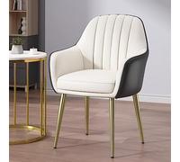 Chaise de Salle à Manger en Similicuir avec accoudoirs, Chaise de Bureau Moderne, élégante, Pieds en métal, idéale pour la Cuisine et Le Restaurant, Parfaite pour Les hôtels et Les cafés (ta