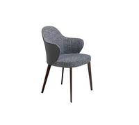 Chaise de salle à manger en tissu et simili cuir écologique avec pieds en acier brun 4102C, 60 x 63 x 83 cm. -