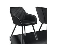 Chaise de salle à manger en velours matelassée capitonnée noir