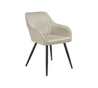 Chaise de salle à manger en velours matelassée et capitonnée crème/noir