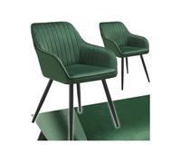 Chaise de salle à manger en velours matelassée et capitonnée Lot de 2 vert foncé/noir