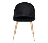 Chaise de salle à manger en velours noir avec pieds en laiton House Nordic