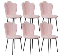 Chaise de salle à manger en velours Rose - VIVOLILV - Pétale Dossier - Pieds réglables - Lot de 6