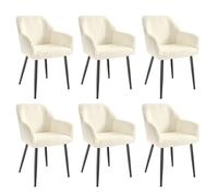 Chaise de salle à manger en velours - SONGMICS - Lot de 6 - Velours côtelé - Accoudoirs - Charge 120 kg - Pieds en métal