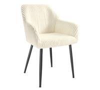 Chaise de salle à manger en velours - SONGMICS - Velours côtelé - Accoudoirs - Charge 120 kg - Pieds en métal