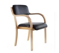 Chaise de salle à manger ergonomique moderne nordique en polyuréthane noir empilable avec accoudoirs, design ouvert pour réception, étude et utilisation des visiteurs, élégante et peu encombrante