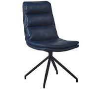 Chaise de salle à manger ergonomique pivotante à 180° en cuir PU rembourré avec pieds en métal Idéal pour table de salle à manger, table de maquillage, salon Bleu 1 pièce
