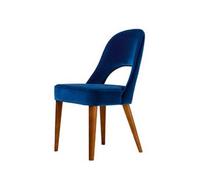 Chaise de salle à manger Fauteuil 1 siège Fauteuil club Tissu bleu Salle à manger Bois