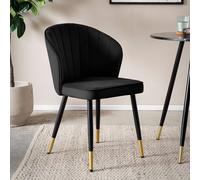Chaise de salle à manger FineBuy Chaise de cuisine (set de 2) en velours Chaise scandinave à coque