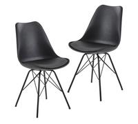 Chaise de salle à manger - FINEBUY - Lot de 2 - Design scandinave - Simili cuir - Noir