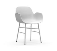 Chaise de Salle à Manger Form de avec Accoudoirs Blanc/ Acier Blanc