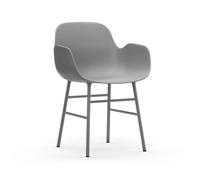 Chaise de Salle à Manger Form de avec Accoudoirs Gris/ Acier Gris