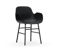 Chaise de Salle à Manger Form de avec Accoudoirs Noir/ Acier Noir