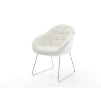 Chaise-de-salle-à-manger Gaio-Flex bou oux beige pied trapèze acier inoxydable