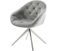 Chaise-pivotante Gaio-Flex velours gris pied croisé large acier inoxydable brossé pivotement sur 360° fonction bascule