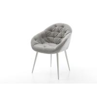 Chaise-de-salle-à-manger Gaio-Flex tissu structuré doux gris 4 pieds coniques acier inoxydable