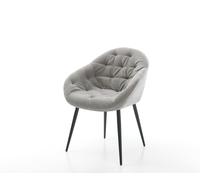 Chaise-de-salle-à-manger Gaio-Flex tissu structuré doux gris 4 pieds coniques noir