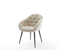 Chaise-de-salle-à-manger Gaio-Flex tissu tissé doux beige 4 pieds coniques noir
