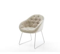 Chaise-de-salle-à-manger Gaio-Flex tissu tissé doux beige pied trapèze acier inoxydable