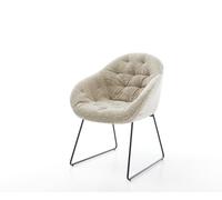 Chaise-de-salle-à-manger Gaio-Flex tissu tissé doux beige pied trapèze noir
