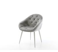 Chaise-de-salle-à-manger Gaio-Flex velours gris 4 pieds coniques acier inoxydable brossé