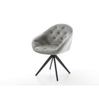 Chaise-de-salle-à-manger Gaio-Flex velours gris pied croisé angulaire noir