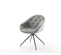 Chaise-de-salle-à-manger Gaio-Flex velours gris pied croisé conique noir