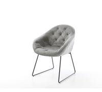 Chaise-de-salle-à-manger Gaio-Flex velours gris pied trapèze noir