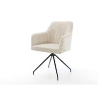 Chaise-de-salle-à-manger Greg-Flex côtelé beige vintage pied croisé conique noir ressorts ensachés