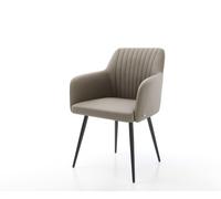 Chaise-de-salle-à-manger Greg-Flex cuir de vache couleur boue 4 pieds coniques noir ressorts ensachés