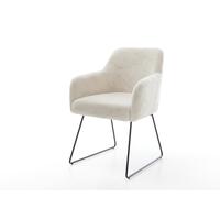 Chaise-de-salle-à-manger Greg-Flex peluche crème-blanc pied trapèze noir ressorts ensachés