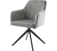 Chaise-pivotante Greg-Flex velours gris pied croisé large noir pivotement sur 360° fonction bascule ressorts ensachés