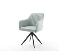 Chaise-de-salle-à-manger Greg-Flex rayures Vert menthe pied croisé angulaire noir