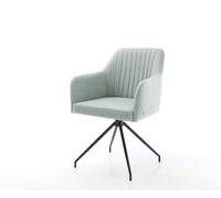 Chaise-de-salle-à-manger Greg-Flex rayures Vert menthe pied croisé conique noir