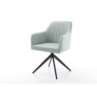 Chaise-de-salle-à-manger Greg-Flex rayures Vert menthe pied croisé large noir