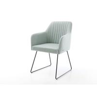 Chaise-de-salle-à-manger Greg-Flex rayures Vert menthe pied trapèze noir