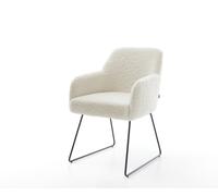 Chaise-de-salle-à-manger Greg-Flex tissu teddy beige pied trapèze noir resorts ensachés