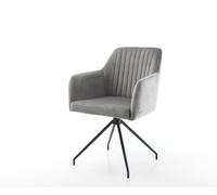 Chaise-de-salle-à-manger Greg-Flex velours gris pied croisé conique noir ressorts ensachés