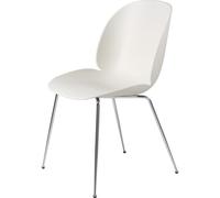 Chaise de Salle à Manger GUBI Beetle , Base Conique, Chrome/ Blanc Albâtre