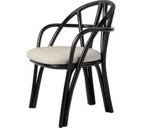 Chaise de Salle à Manger Gubi Bistra avec Accoudoirs en Rotin Peint ébène/Fustagno Limonta 001