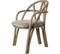 Chaise de Salle à Manger Gubi Bistra avec Accoudoirs en Rotin Teinté olive/Fustagno Limonta 003